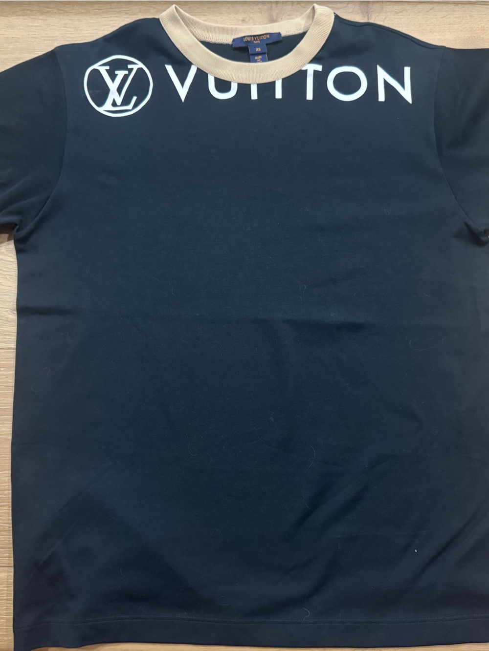 Louis Vuitton Beige Crewneck Sweater with Navy Tag
